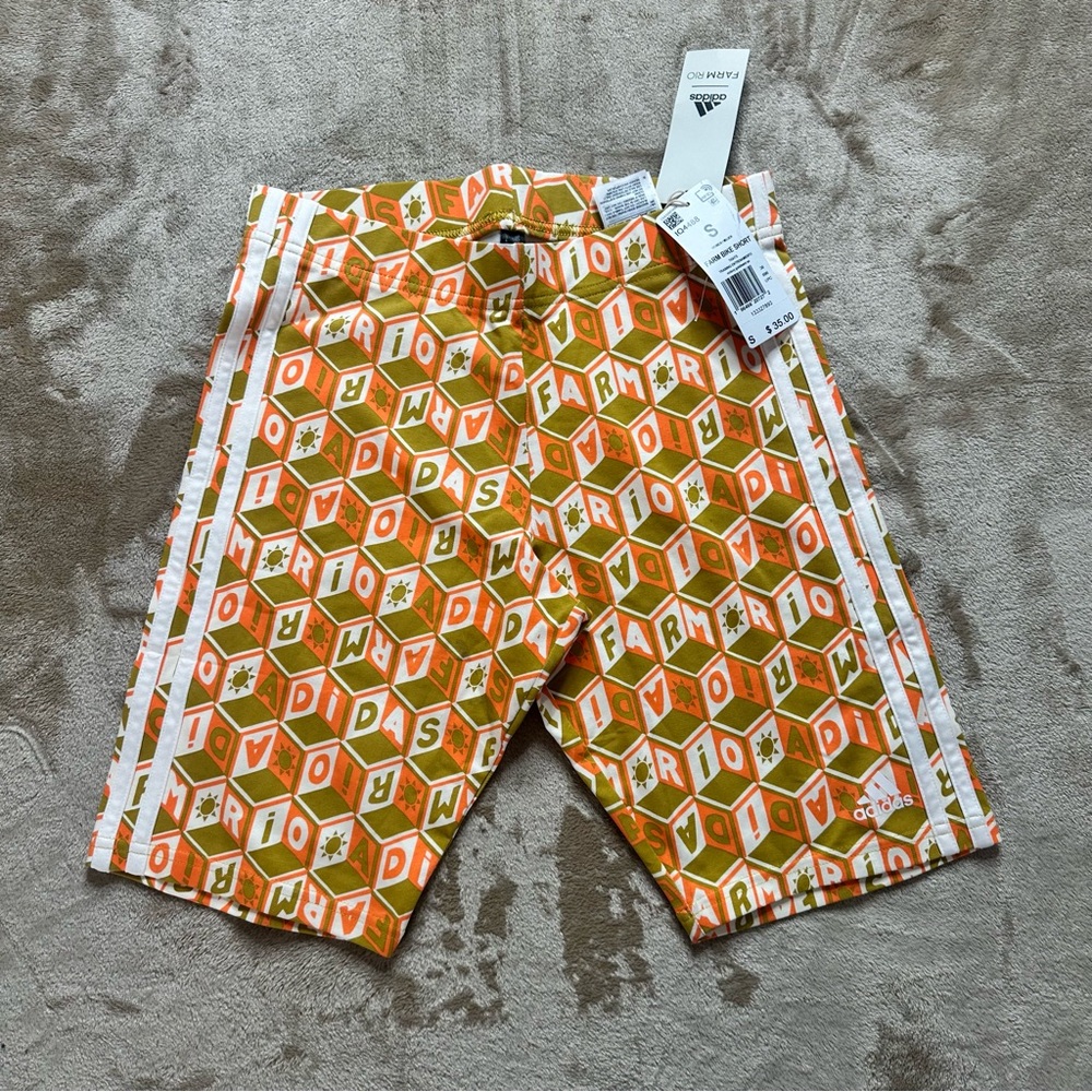 Farm Rio x Adidas Womens Orange and Green Patterned Set Top Xs Bottom Small - Picture 3 of 11
